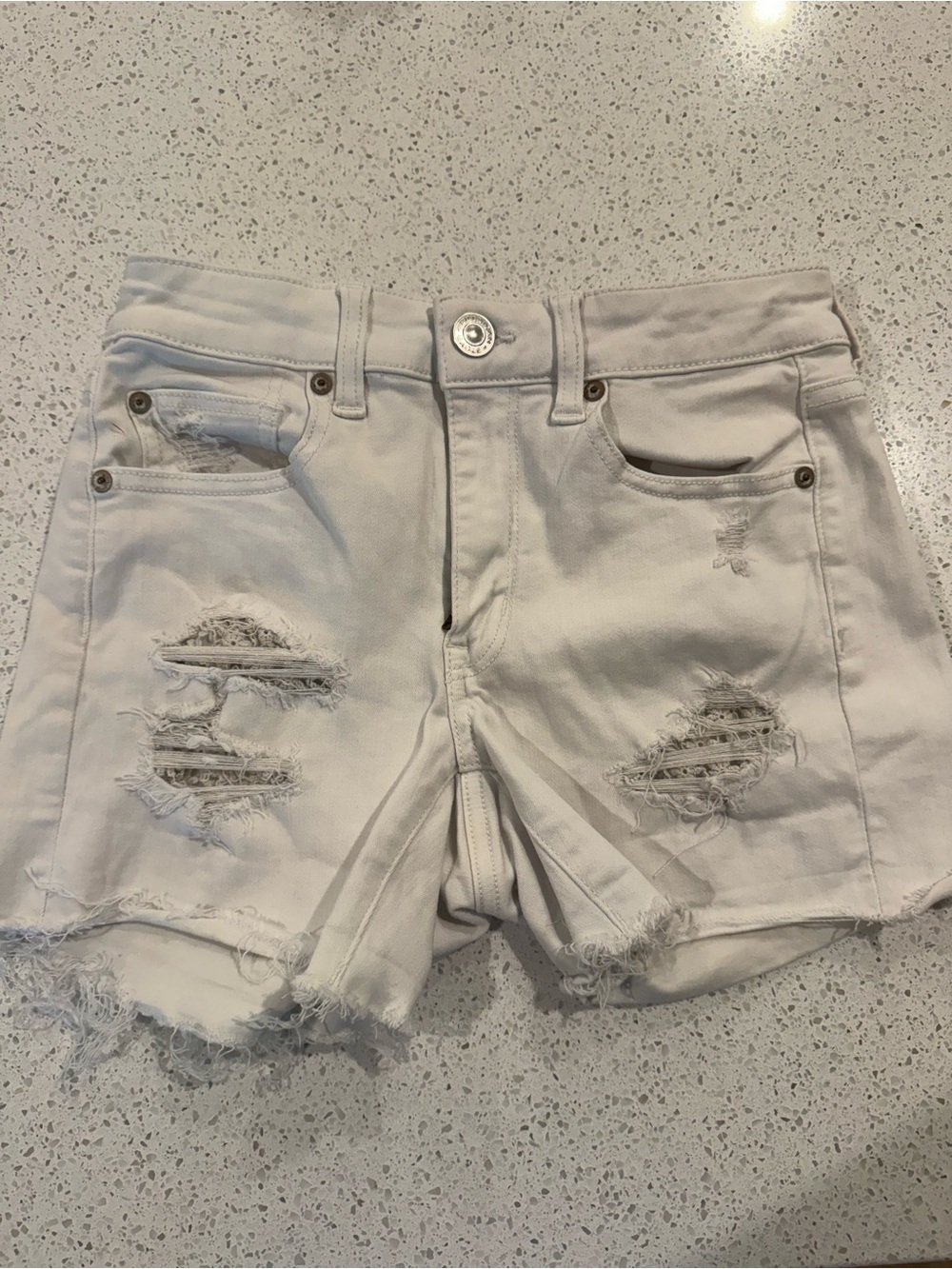 American Eagle Outfitters White Distressed Denim Shorts